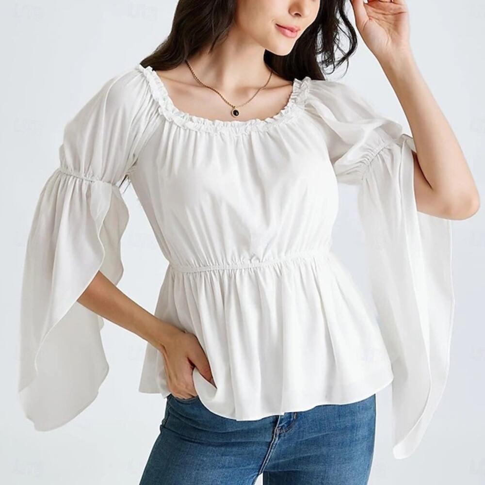Scarlet Darkness Renaissance White Dreamy Whimsy Peasant Top Size S NWT
